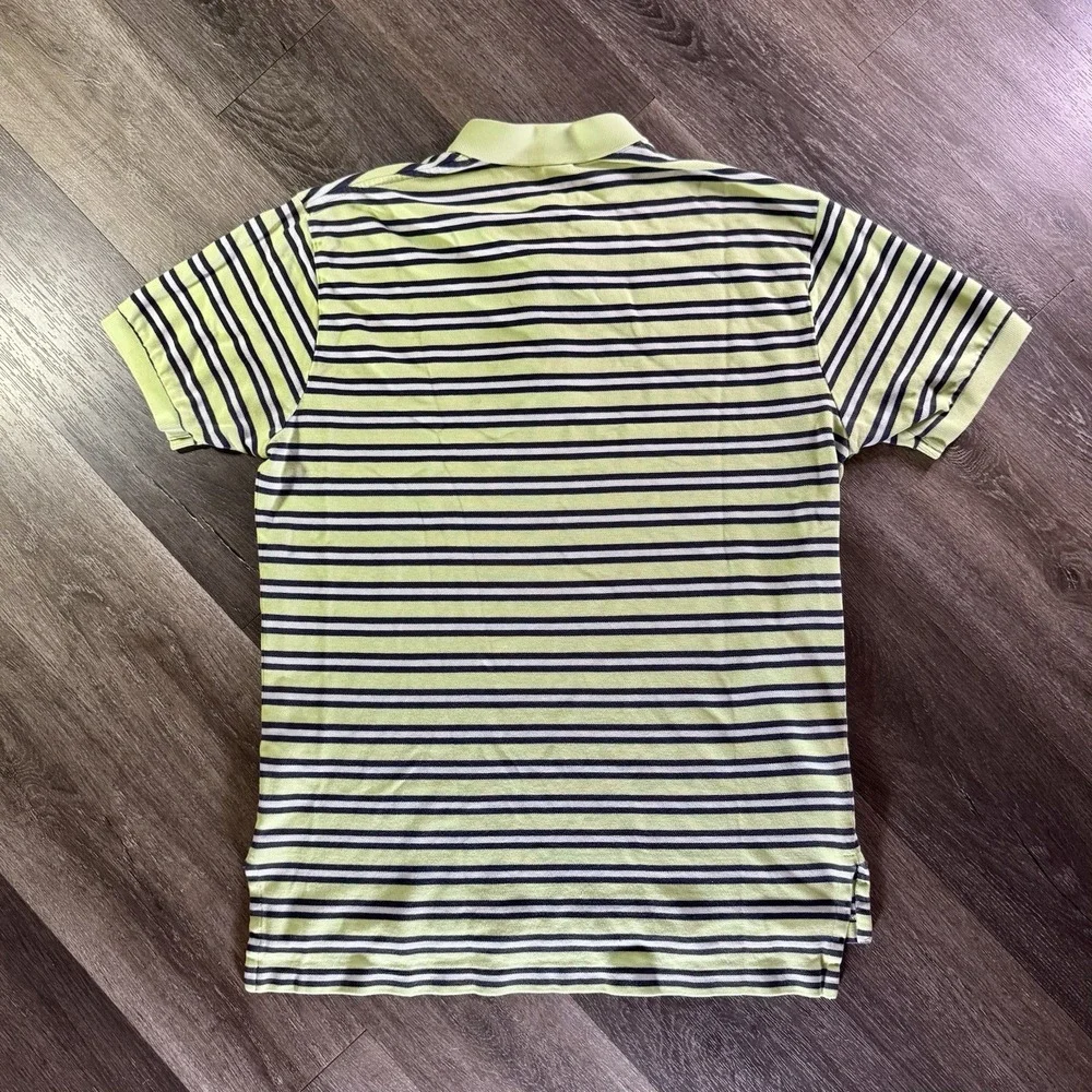 Polo Ralph Lauren‎ Striped Polo Mens L Yellow Navy Blue Pony Logo Cotton Pique